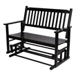 Pemberly Row Traditional Hardwood Outdoor Glider Loveseat in Black Finish