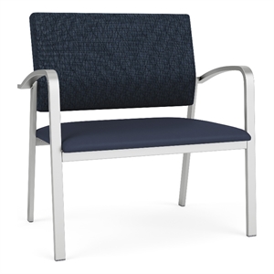 Pemberly Row Reception Waiting 18.5&quot Bariatric Chair/Silver Steel/Blue/Blue