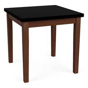 Pemberly Row Reception Waiting 20x20&quot Wood End Table/Walnut Wood/Black