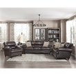Pemberly Row Breathable Faux Leather Upholstered Sofa in Brown
