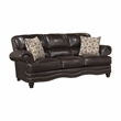 Pemberly Row Breathable Faux Leather Upholstered Sofa in Brown