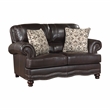 Pemberly Row Faux Leather 2-Piece Upholstered Sofa Set in Brown