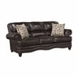 Pemberly Row Faux Leather 2-Piece Upholstered Sofa Set in Brown