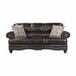 Pemberly Row Faux Leather 2-Piece Upholstered Sofa Set in Brown