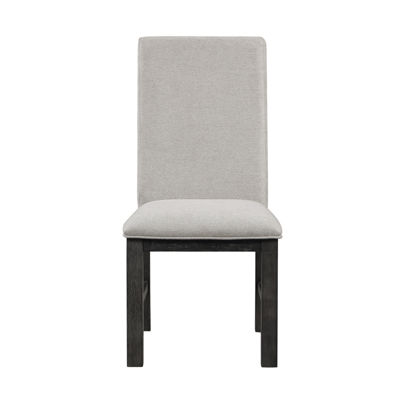 Pemberly Row Wood and Fabric Dining Room Chairs in Antique Black (Set of 2)