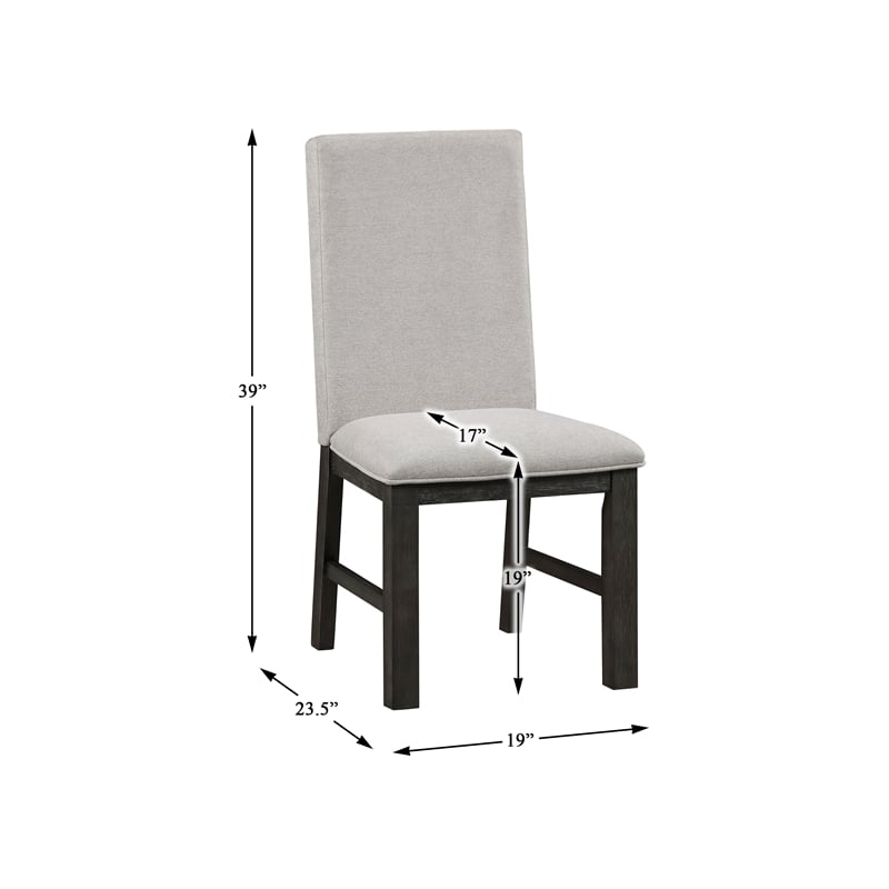 Pemberly Row Wood and Fabric Dining Room Chairs in Antique Black (Set of 2)