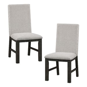Pemberly Row Wood and Fabric Dining Room Chairs in Antique Black (Set of 2)