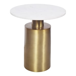 Pemberly Row Contemporary Aluminum France Accent Table in White