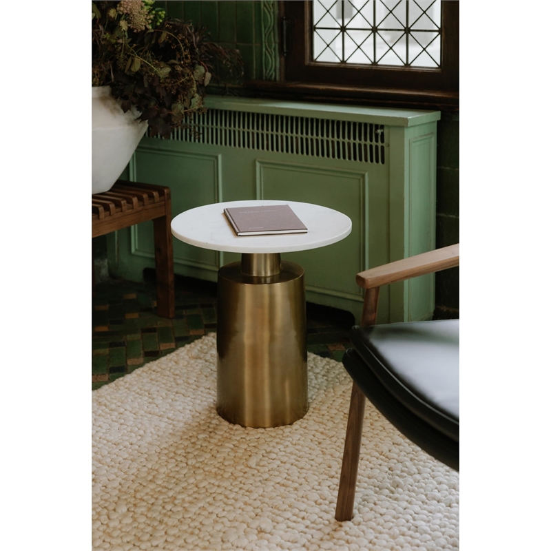Pemberly Row Contemporary Aluminum France Accent Table in White