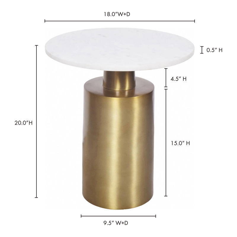Pemberly Row Contemporary Aluminum France Accent Table in White