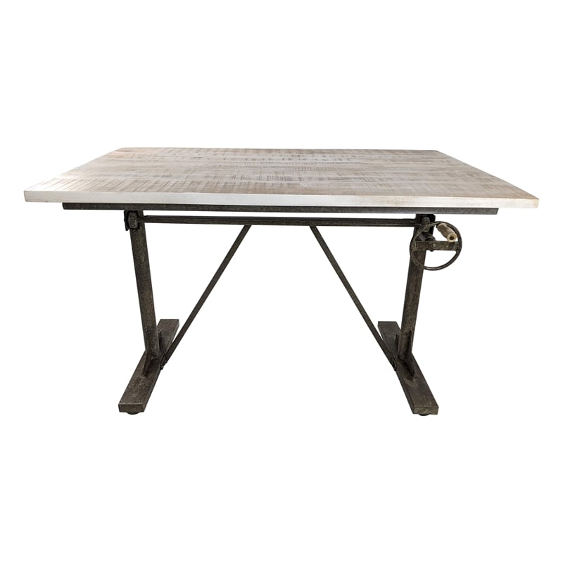 Pemberly Row Sit or Stand Adjustable Desk in Driftwood/Aged Iron