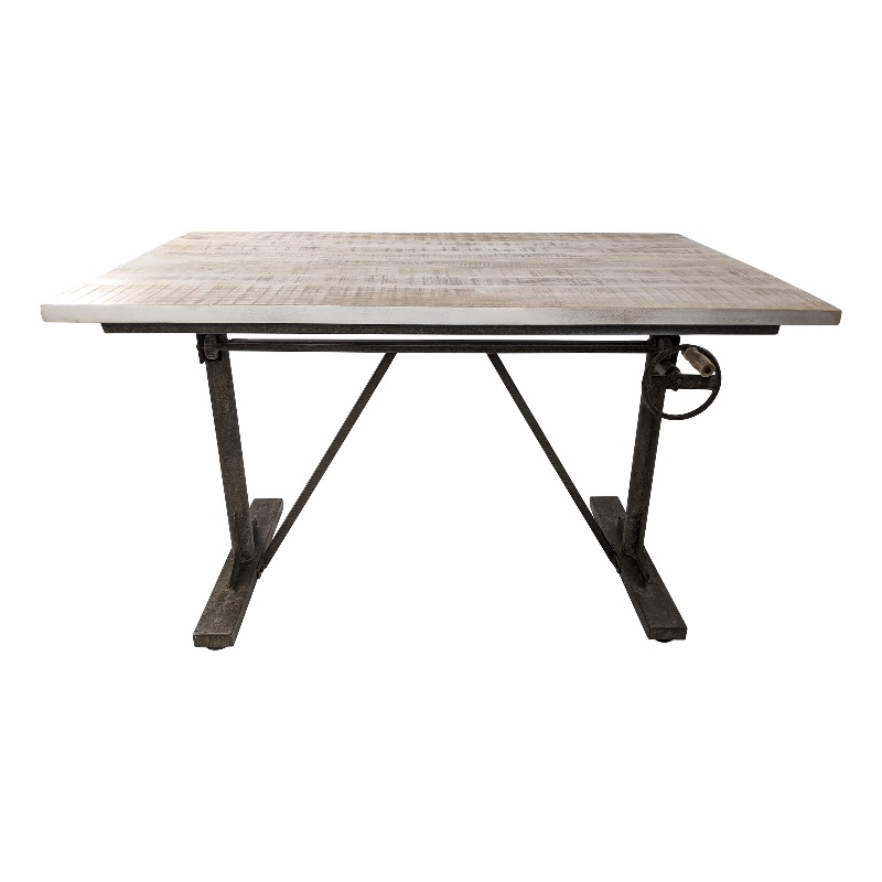 Pemberly Row Sit or Stand Adjustable Desk in Driftwood/Aged Iron