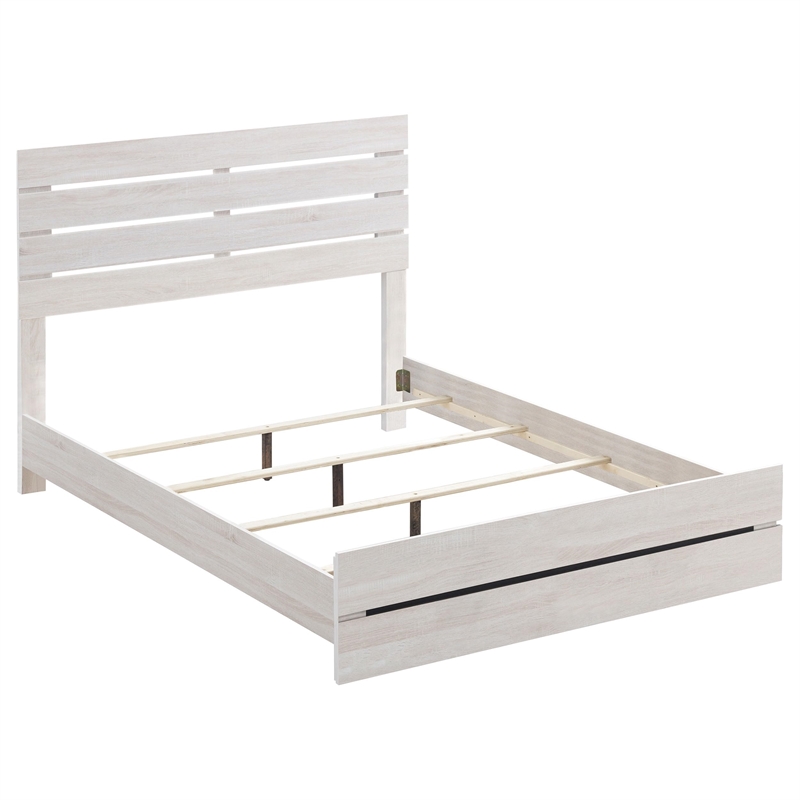 Pemberly Row Farmhouse Wood Eastern King Panel Bed Coastal White