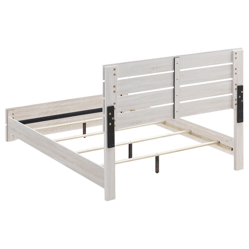Pemberly Row Farmhouse Wood Eastern King Panel Bed Coastal White
