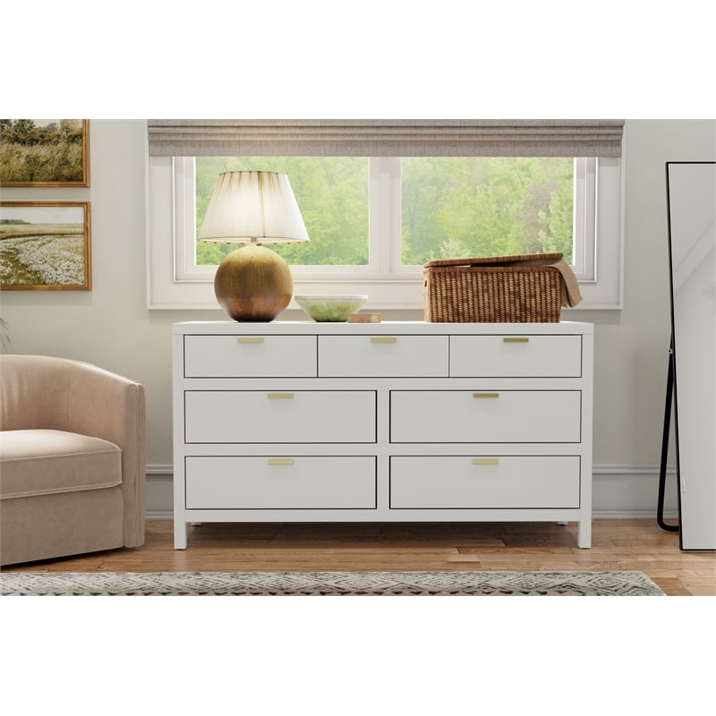 Pemberly Row 7-Drawer Modern / Contemporary Wood Dresser in White