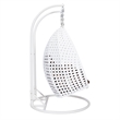 Pemberly Row Outdoor White Wicker Hanging Double Egg Swing Chair in Brown