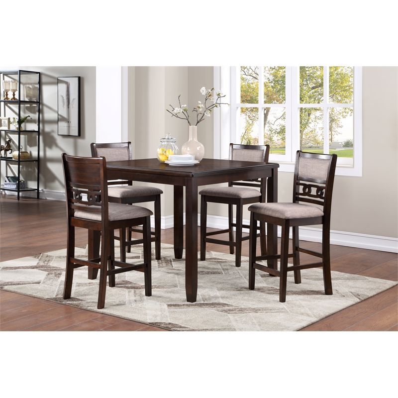 Pemberly Row 5-Piece Transitional Wood Counter Set in Cherry