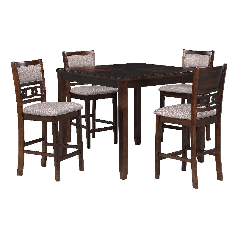 Pemberly Row 5-Piece Transitional Wood Counter Set in Cherry