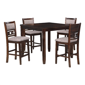 Pemberly Row 5-Piece Transitional Wood Counter Set in Cherry