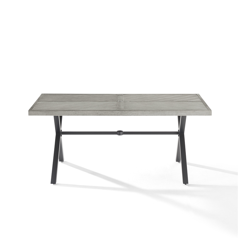Pemberly Row Modern Metal Outdoor Dining Table in Gray/Matte Black