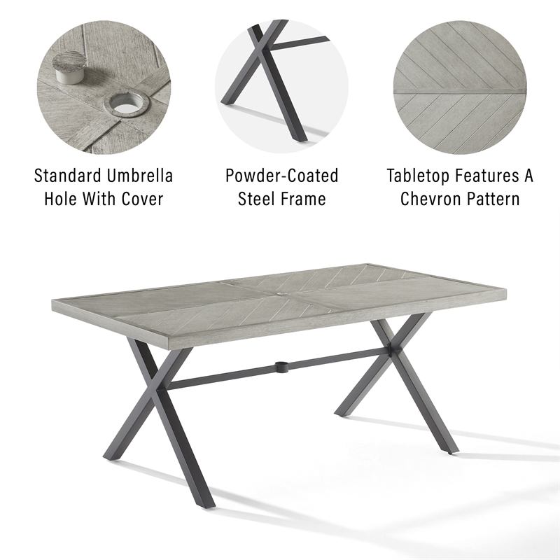 Pemberly Row Modern Metal Outdoor Dining Table in Gray/Matte Black