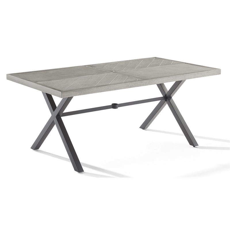 Pemberly Row Modern Metal Outdoor Dining Table in Gray/Matte Black