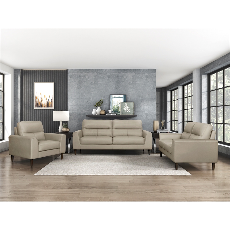 Pemberly Row Modern / Contemporary Leather Match Chair in Latte