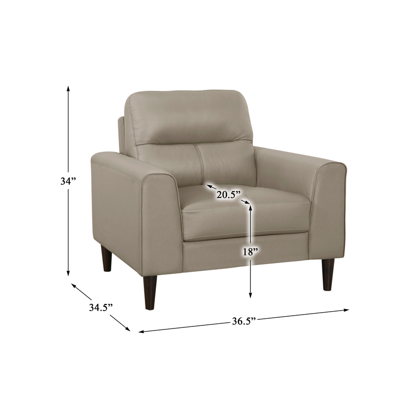 Pemberly Row Modern / Contemporary Leather Match Chair in Latte
