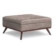 Pemberly Row Vegan Faux Leather Storage Ottoman in Distressed Gray
