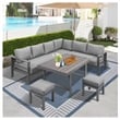 Pemberly Row 4-Piece Outdoor Aluminum & Fabric Conversation Set in Dark Gray
