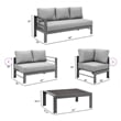 Pemberly Row 4-Piece Outdoor Aluminum & Fabric Conversation Set in Dark Gray