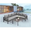 Pemberly Row 4-Piece Outdoor Aluminum & Fabric Conversation Set in Dark Gray