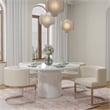 Pemberly Row Modern 60'' Round Marble Dining Table Pedestal Base