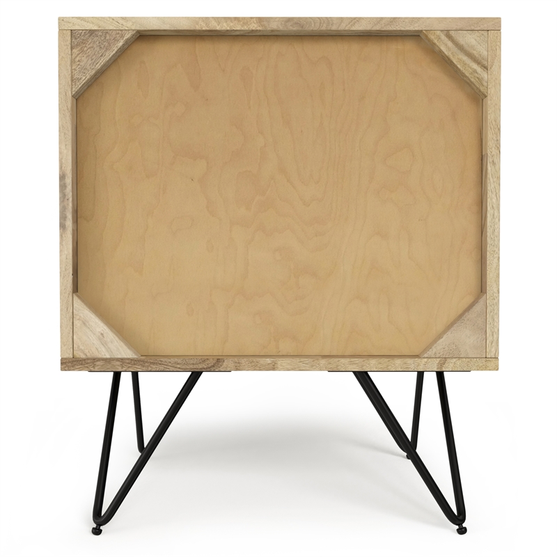 Pemberly Row Solid Mango Wood 20 inch Wide Industrial Nightstand in Natural
