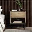 Pemberly Row Solid Mango Wood 20 inch Wide Industrial Nightstand in Natural