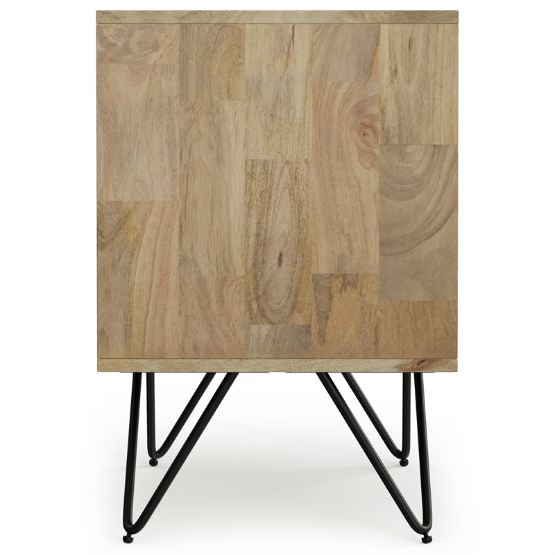 Pemberly Row Solid Mango Wood 20 inch Wide Industrial Nightstand in Natural