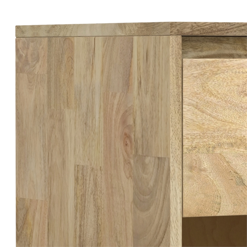 Pemberly Row Solid Mango Wood 20 inch Wide Industrial Nightstand in Natural