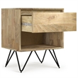Pemberly Row Solid Mango Wood 20 inch Wide Industrial Nightstand in Natural