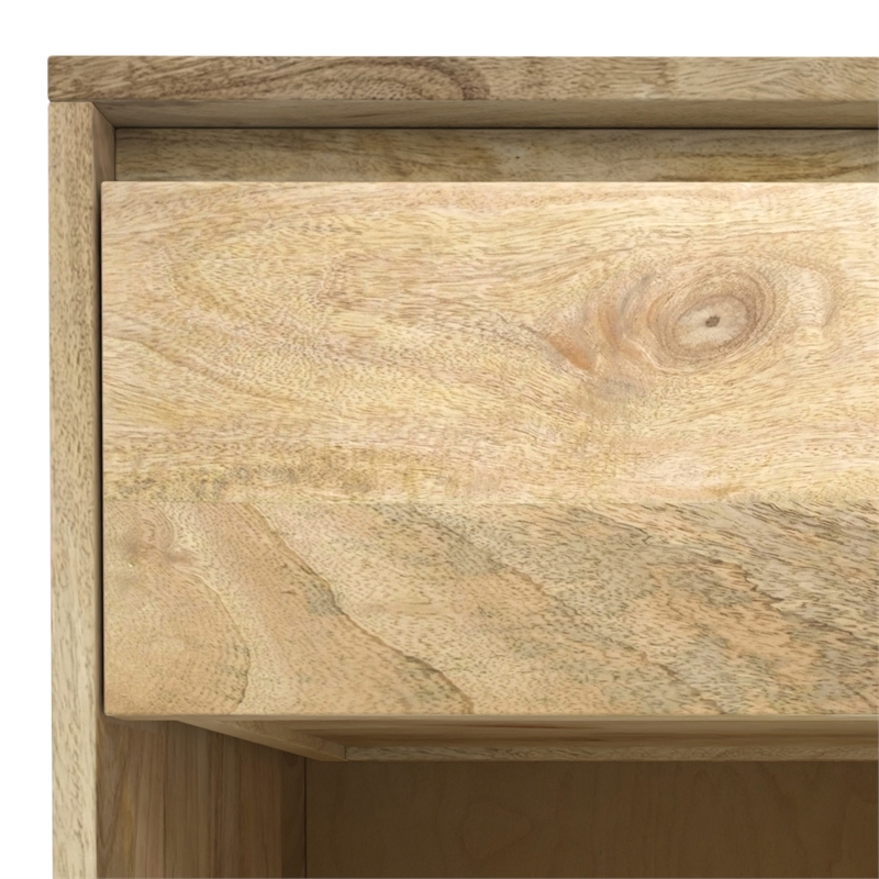Pemberly Row Solid Mango Wood 20 inch Wide Industrial Nightstand in Natural