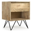 Pemberly Row Solid Mango Wood 20 inch Wide Industrial Nightstand in Natural