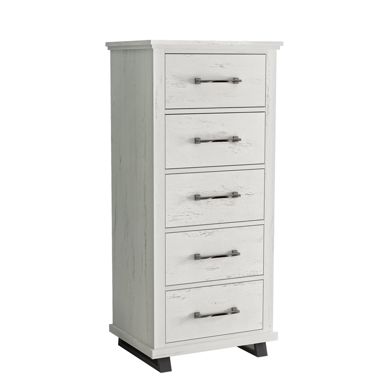 Pemberly Row 24 inch Wide 5-Drawer Tall Dresser - Antique White