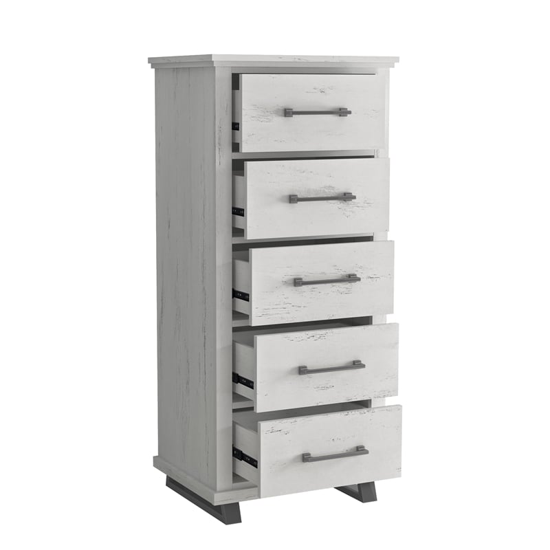 Pemberly Row 24 inch Wide 5-Drawer Tall Dresser - Antique White