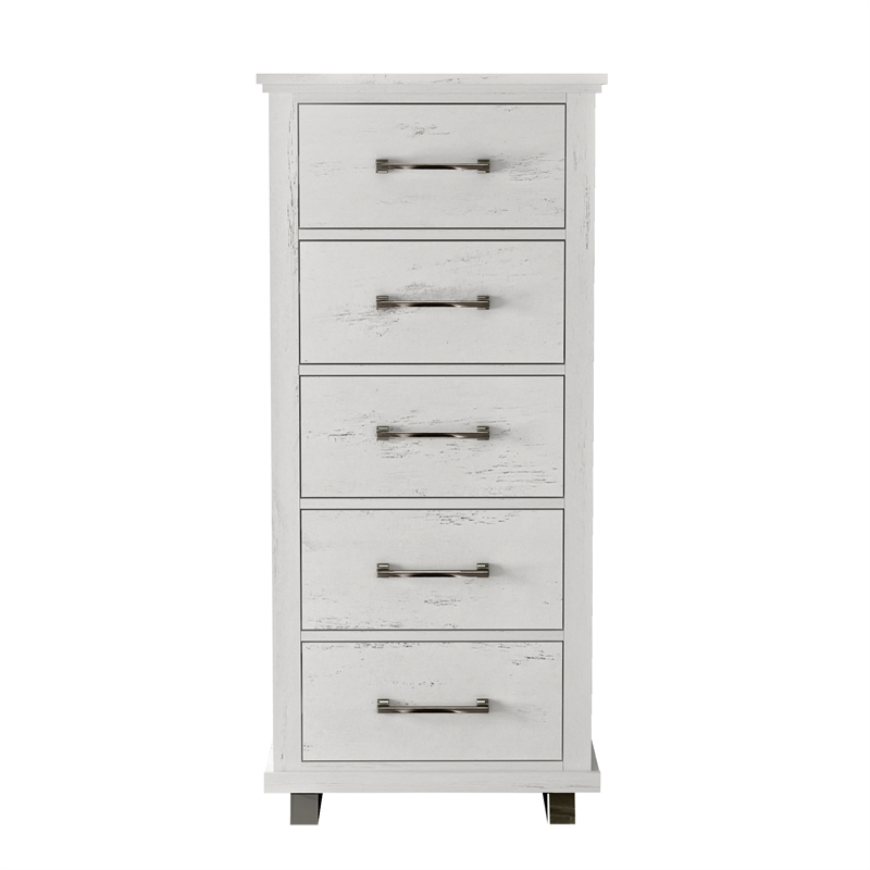 Pemberly Row 24 inch Wide 5-Drawer Tall Dresser - Antique White