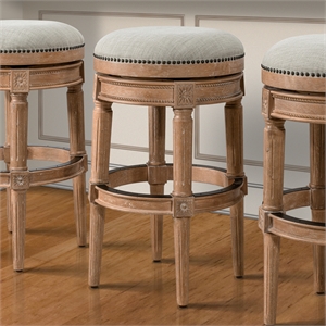 Pemberly Row 31&quotH Backless Swivel Bar Stool- Weathered Natural