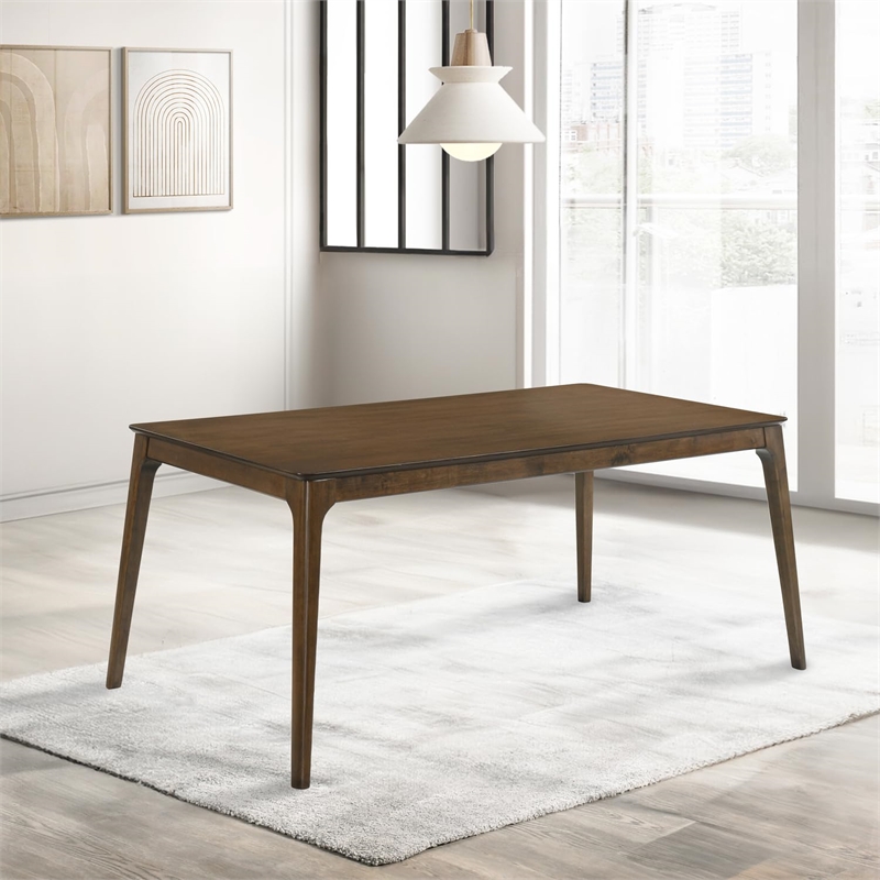 Pemberly Row Modern Solid Wood Rectangle Dining Table in Walnut