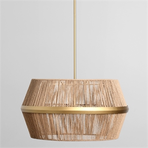 Pemberly Row 26&quot Wide 6-Light Gold Iron and Rattan Chandelier