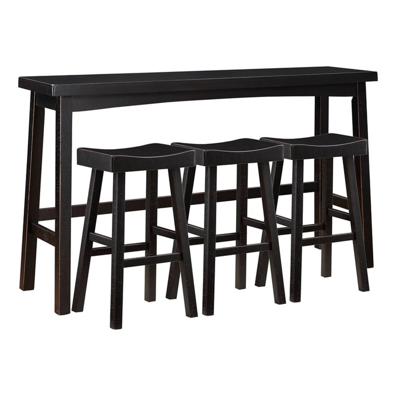 Pemberly Row Modern 4-Piece Pack Wood Pub Height Set in Black