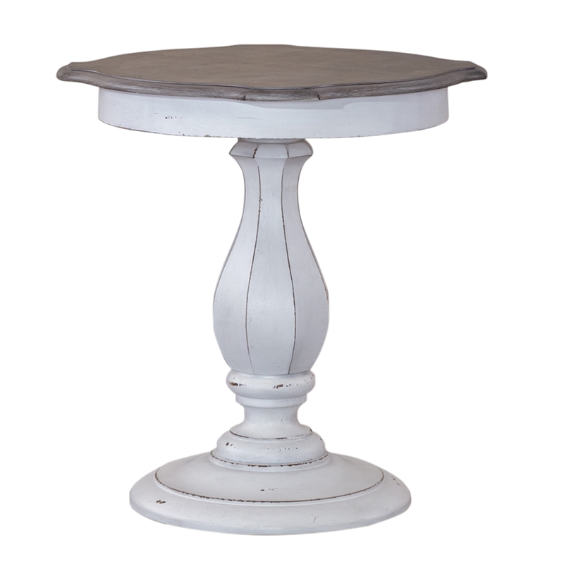 Pemberly Row Contemporary Elegant Round Accent Table in White