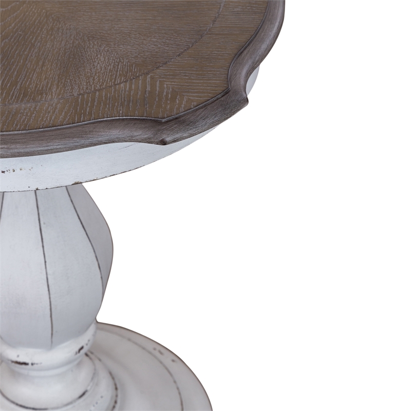 Pemberly Row Contemporary Elegant Round Accent Table in White