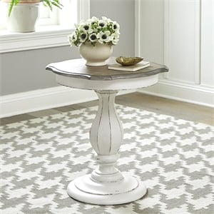 Pemberly Row Contemporary Elegant Round Accent Table in White